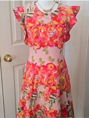 ALI RO BRAND WOMEN'S PINK FLORAL SUMMER SPRING DRESS SIZE 12